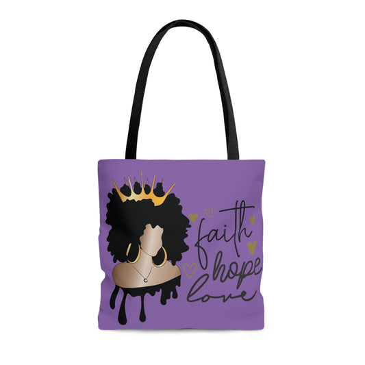 Purple Faith...Hope...Love Tote Bag