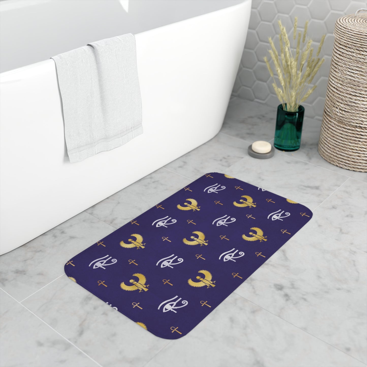 Blue Egyptian Memory Foam Bath Mat