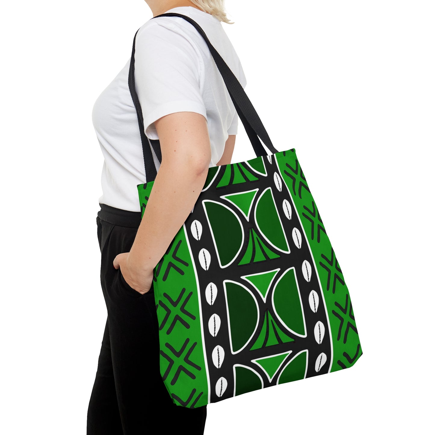 Green Mudcloth Inspired Tote Bag