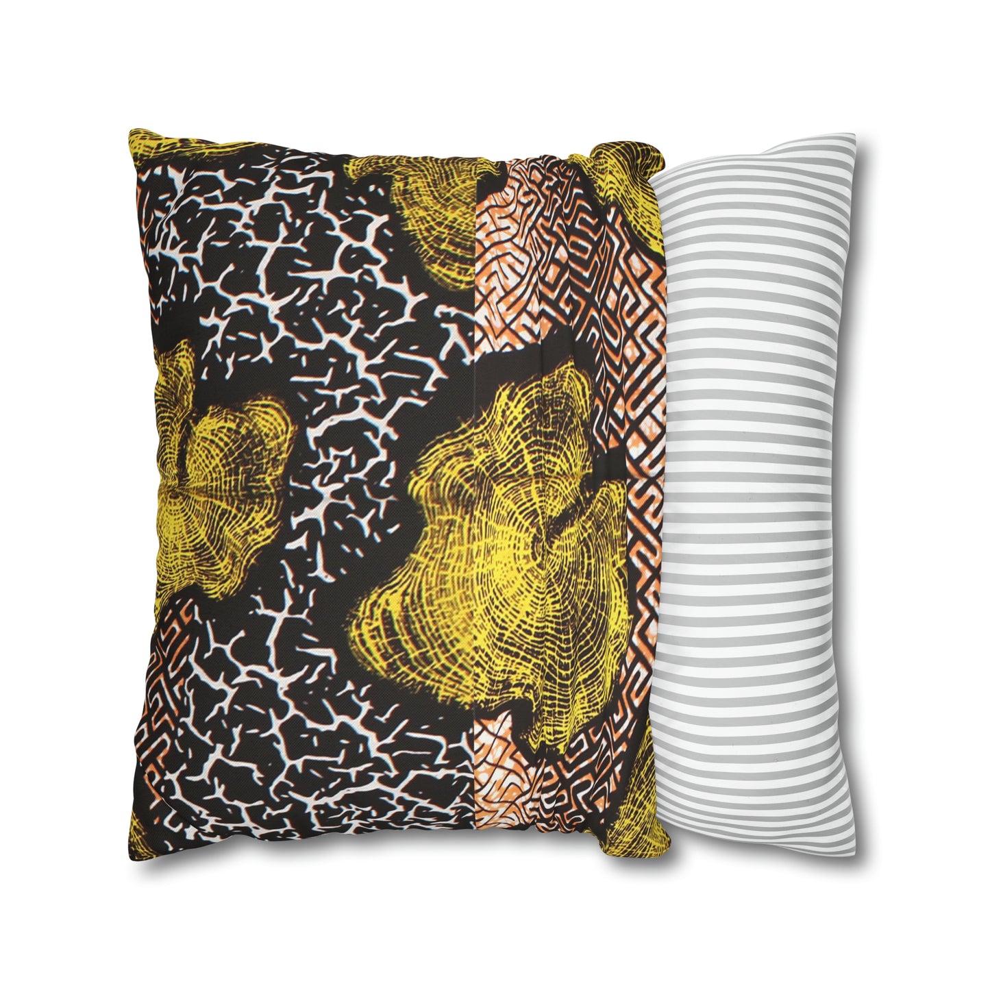 Black and Gold Ankara Square Pillow Case | Afrocentric Pillow Case