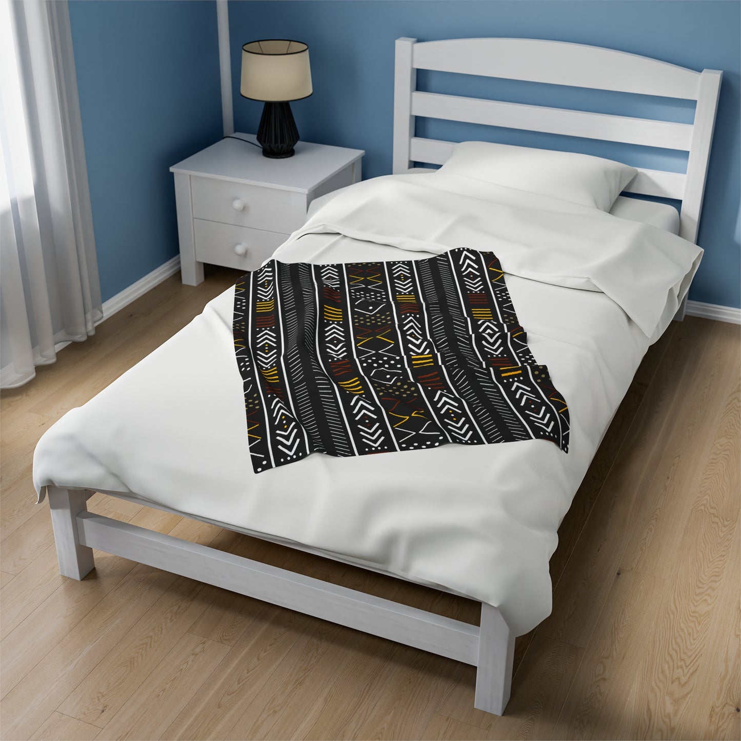 African Mudcloth Inspired Plush Blanket
