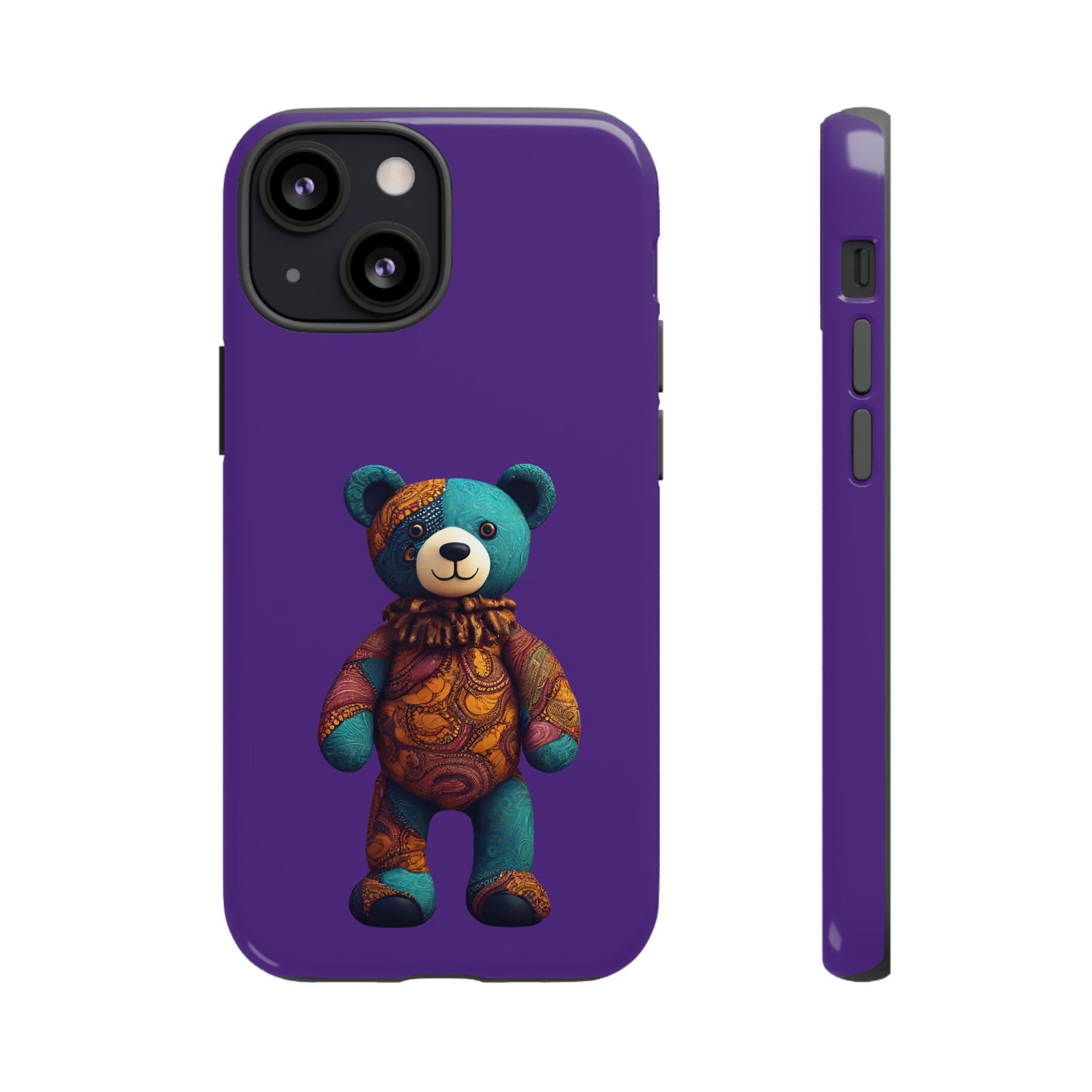 Purple and Blue Bear iPhone Tough Cases | Ankara Bear iPhone Case | Afrocentric iPhone Case