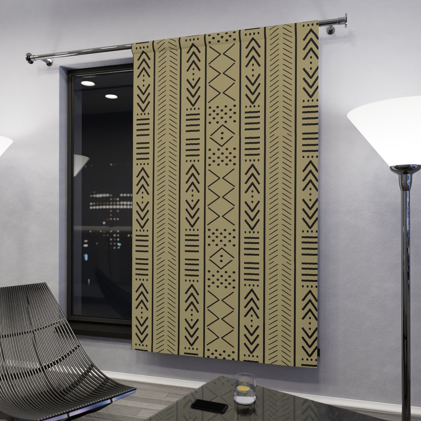 50× 84 Mudcloth Inspired Blackout Window Curtains (1 Piece ) Beige