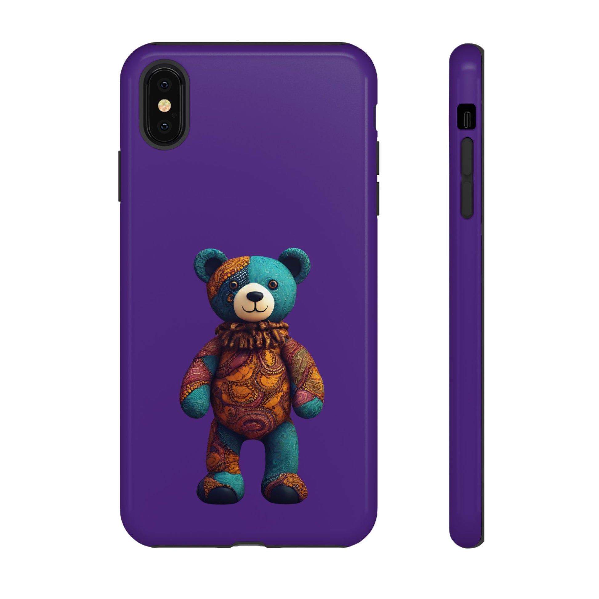 Purple and Blue Bear iPhone Tough Cases | Ankara Bear iPhone Case | Afrocentric iPhone Case