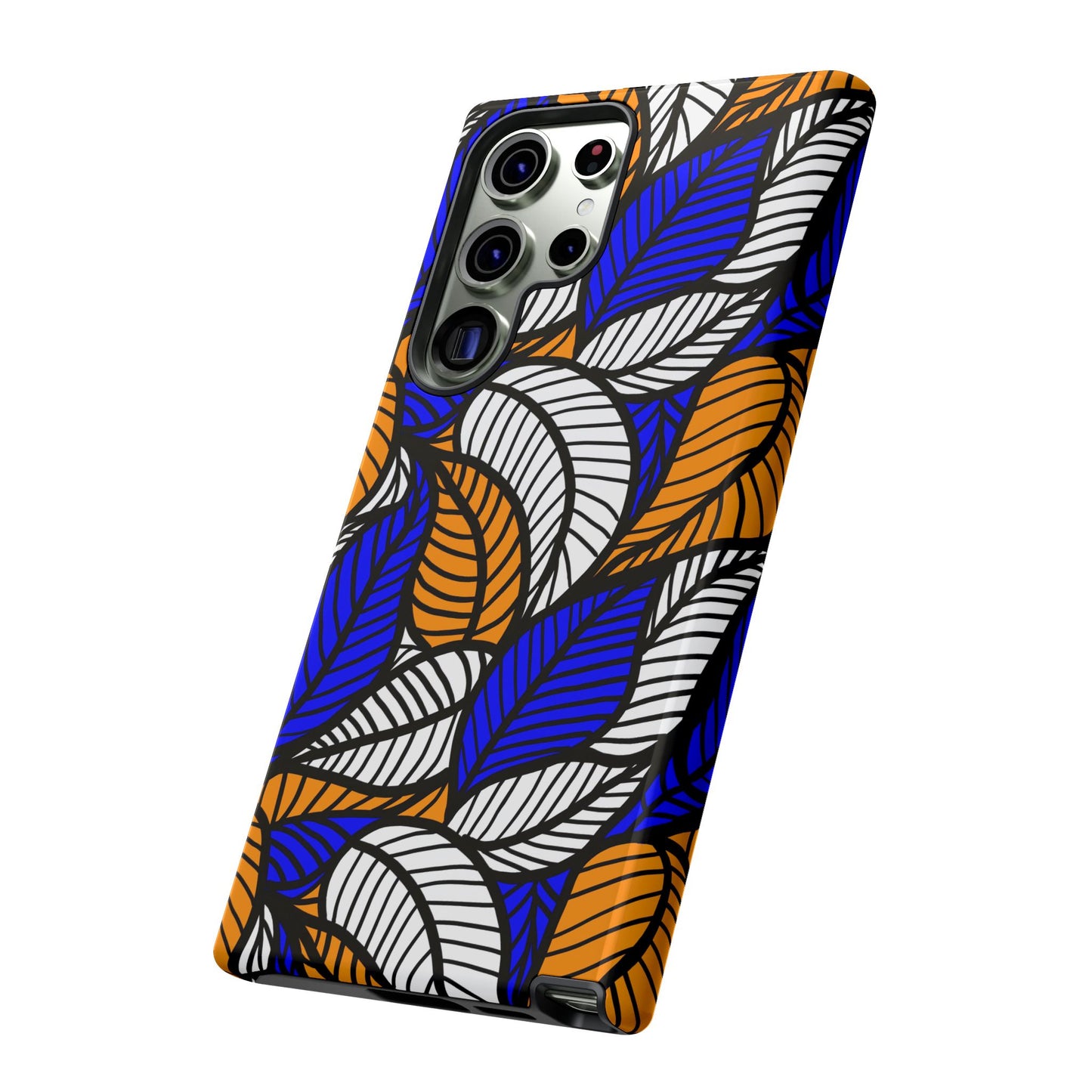 Blue and Gold Leaf Ankara Samsung Tough Cases | African Samsung Case | Afrocentric Samsung Case | Ankara Samsung Phone Case