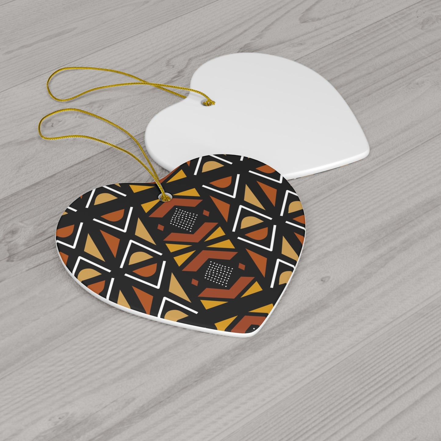 Mudcloth Ceramic Ornament, 4 Shapes