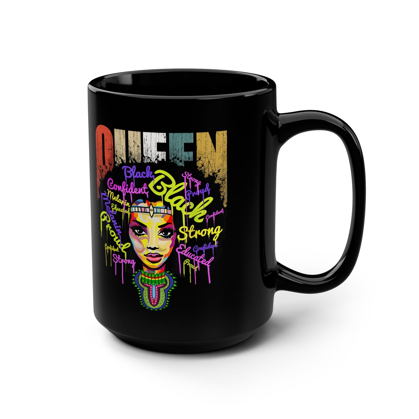 Black Queen Mug, 15oz | Afrocentric Coffee Mug | Natural Hair Mug | Black Girl Mug