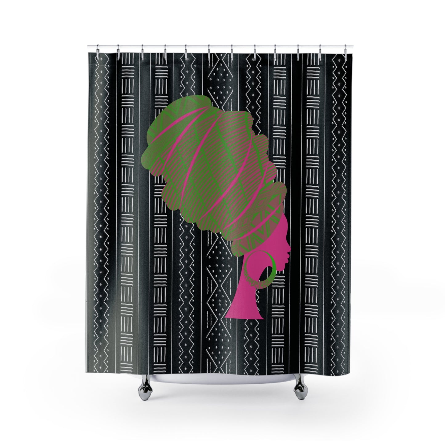 Pink/Green Queen Shower Curtain