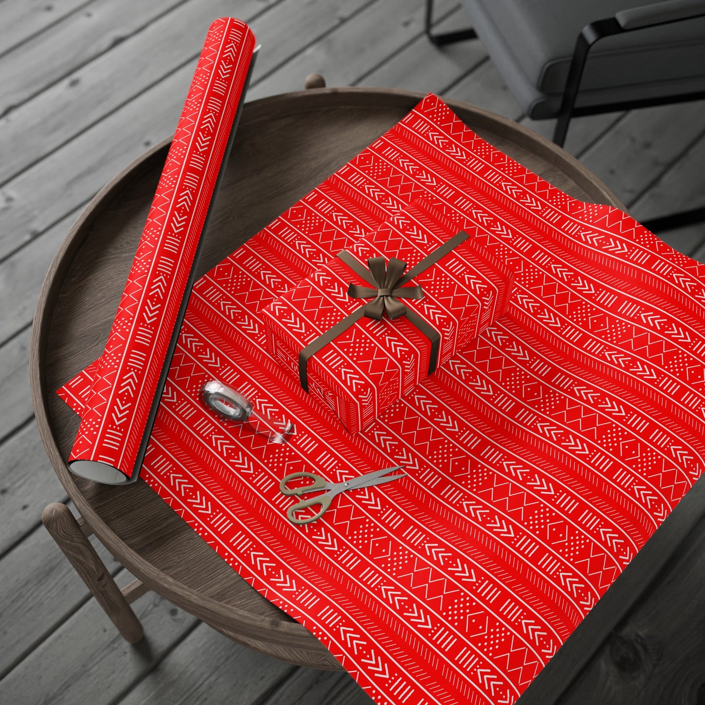 Red Mudcloth Inspired Wrapping Papers | African Wrapping Paper | Afrocentric Wrapping Paper | Mudcloth Craft Paper