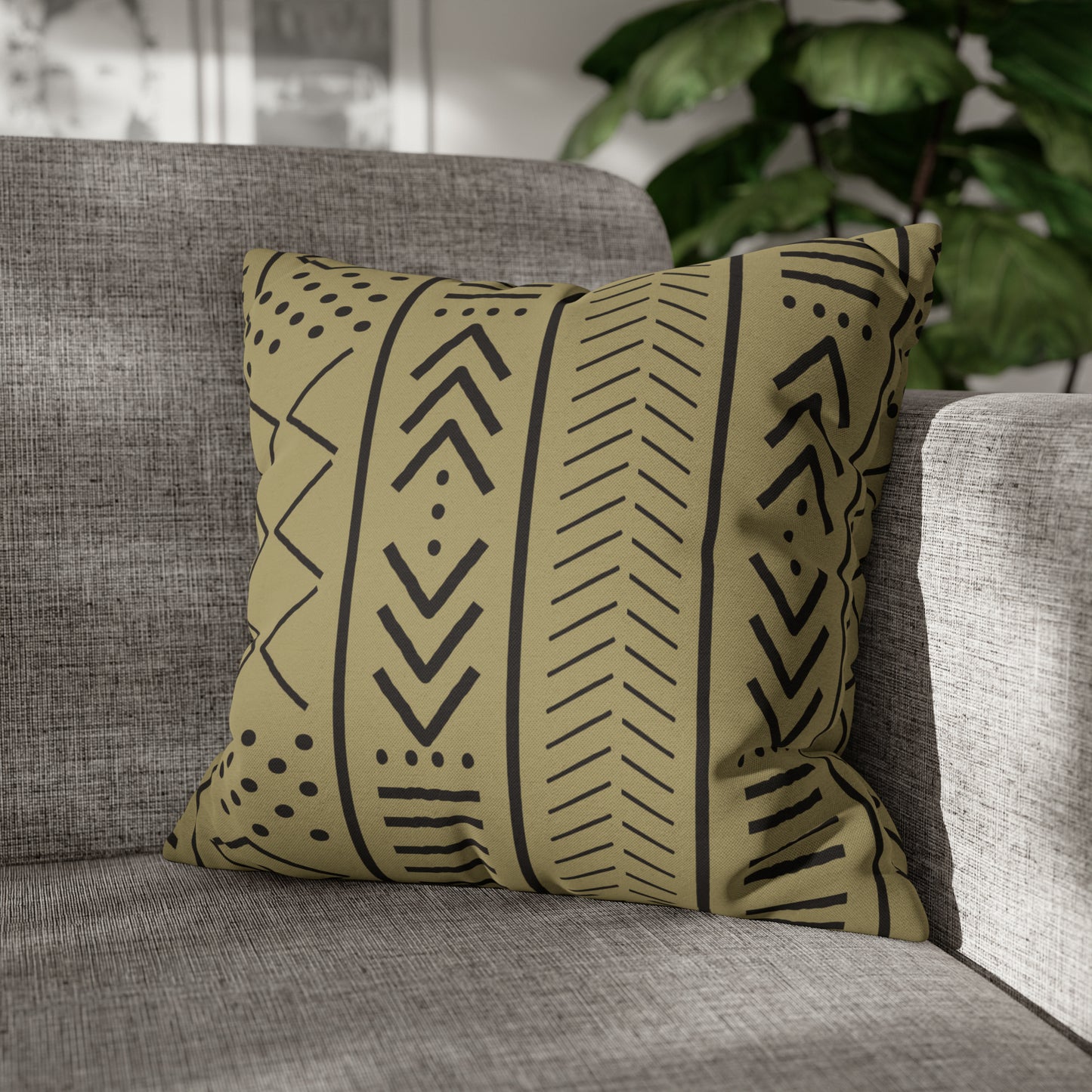 Biege Mudcloth Inspired Square Pillow Case | Afrocentric Pillow Case