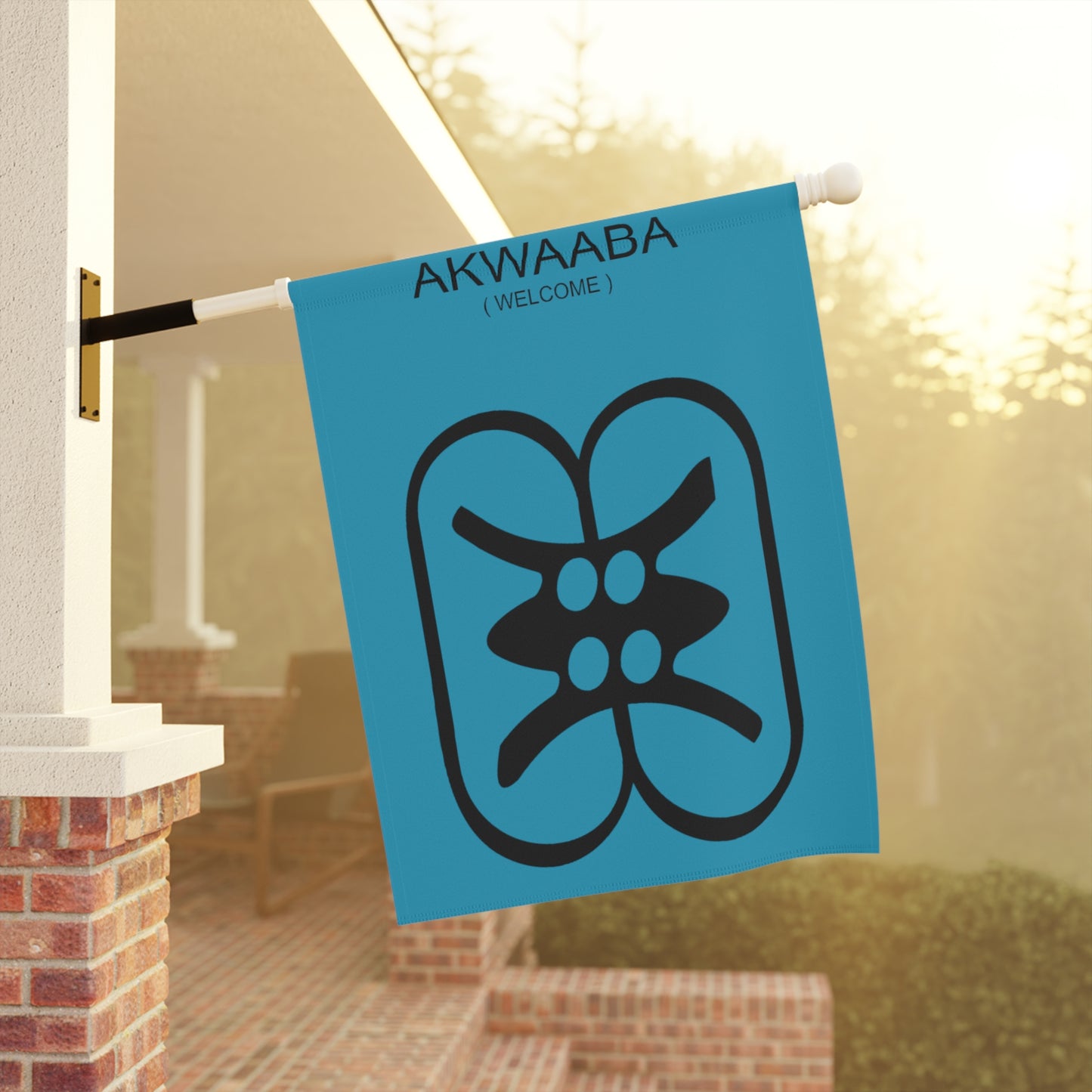 Blue Akwaaba (Welcome) Adinkra Garden & House Banner, Black History Gifts
