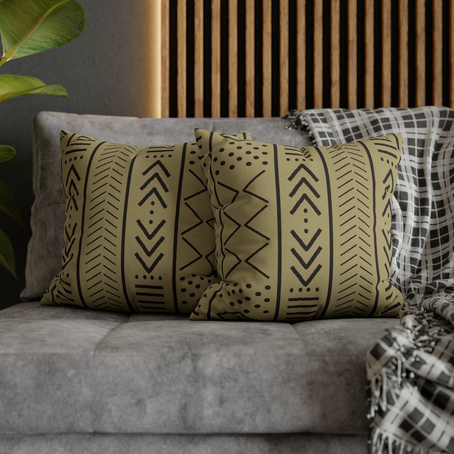 Biege Mudcloth Inspired Square Pillow Case | Afrocentric Pillow Case