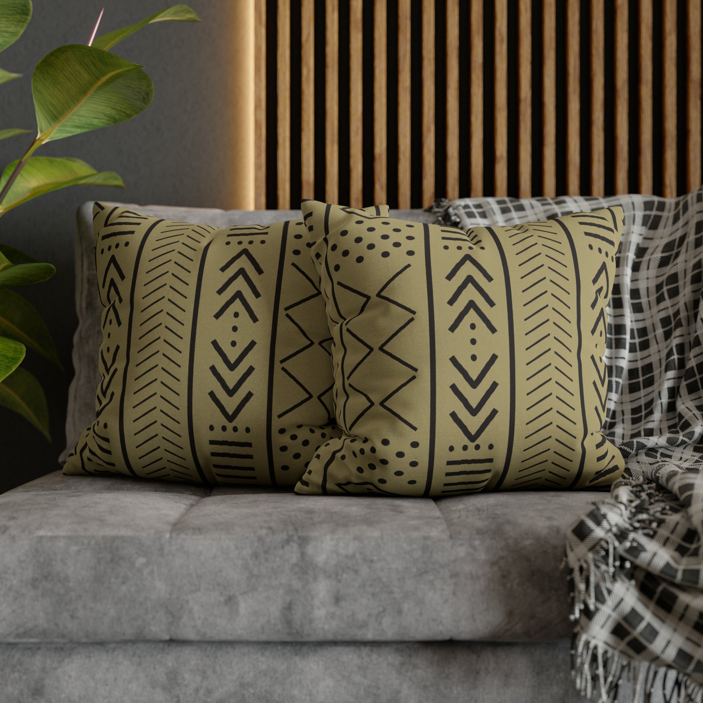 Biege Mudcloth Inspired Square Pillow Case | Afrocentric Pillow Case