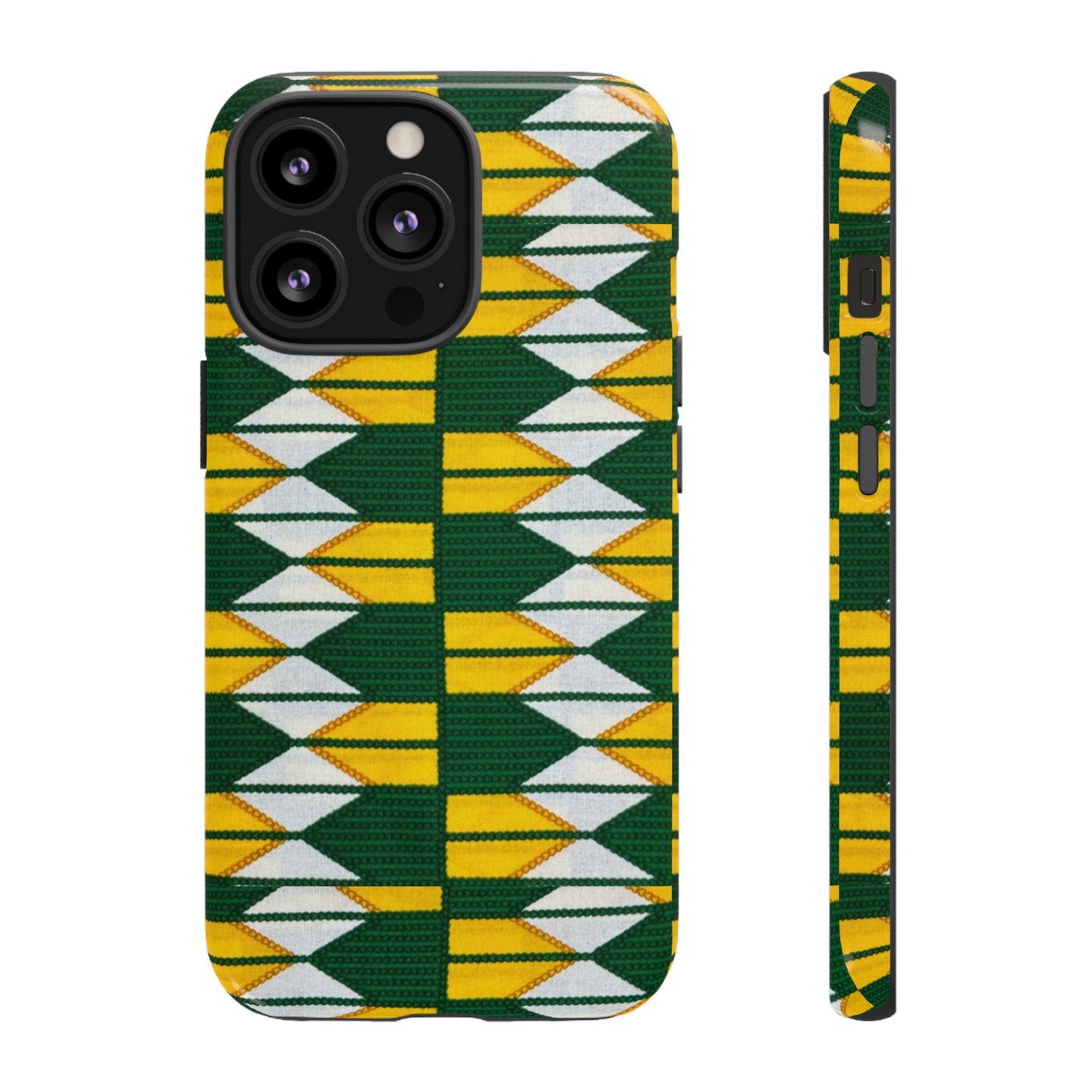 Green Yellow White iPhone Tough Cases | Ankara iPhone Case | Afrocentric iPhone Case
