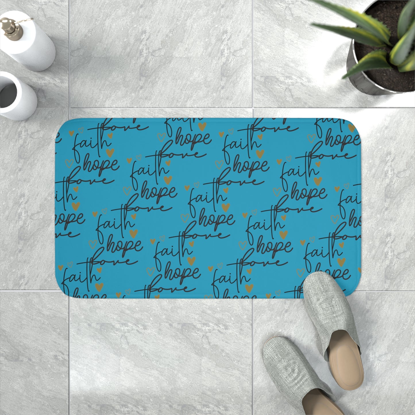 Faith Hope Love Memory Foam Bath Mat