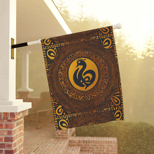 Gold Sankofa Bird Home Flag | House Banner | Black Gifts | Yard Gifts | Yard Flag | Adinkra Banner