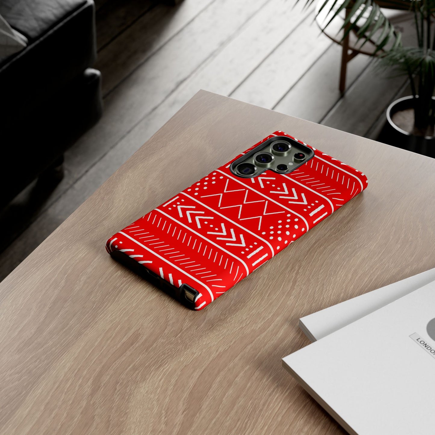 Red and White Mudcloth Samsung Tough Cases | African Samsung Case | Afrocentric Samsung Case | Mudcloth Samsung Case