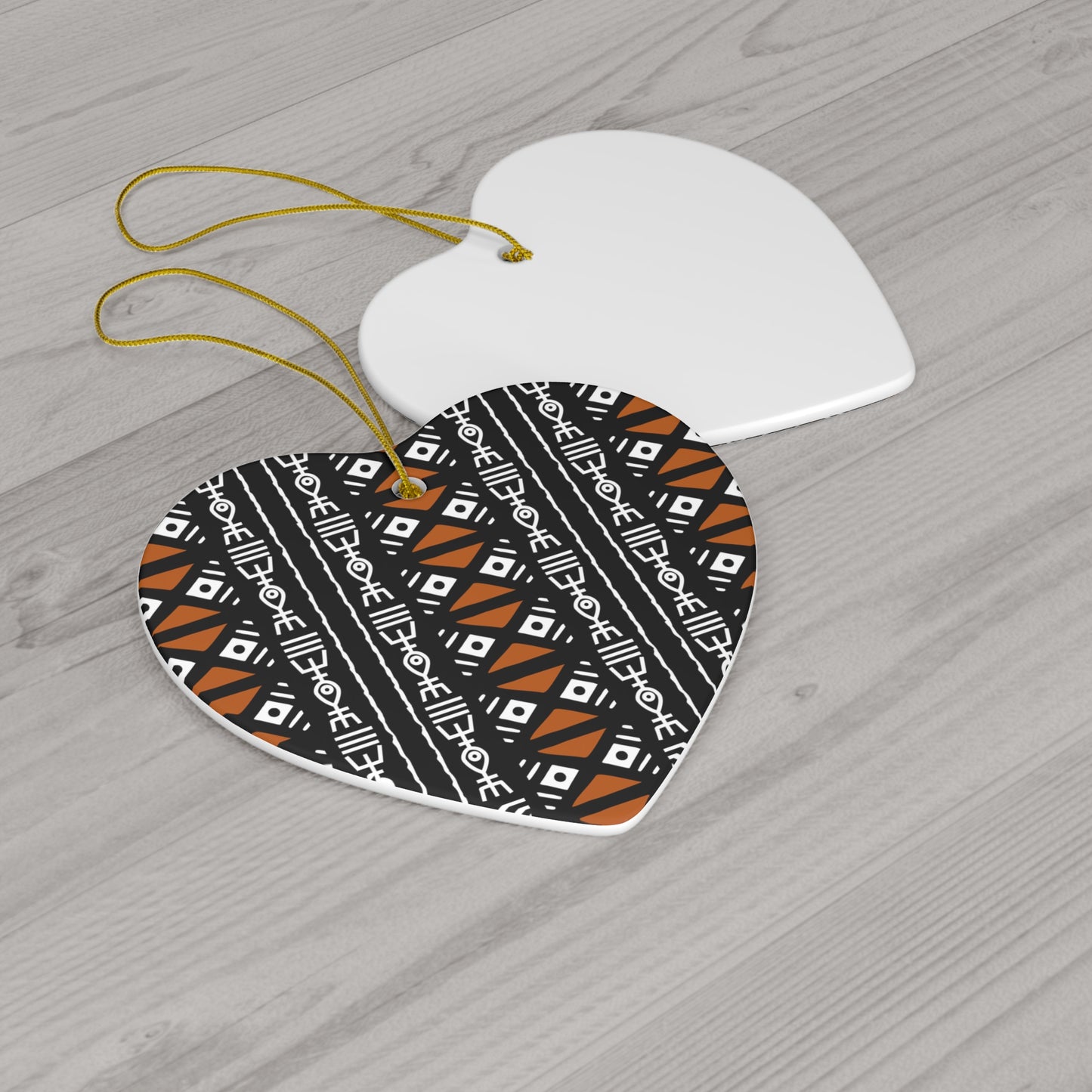 Mudcloth II Ceramic Ornament, 4 Shapes
