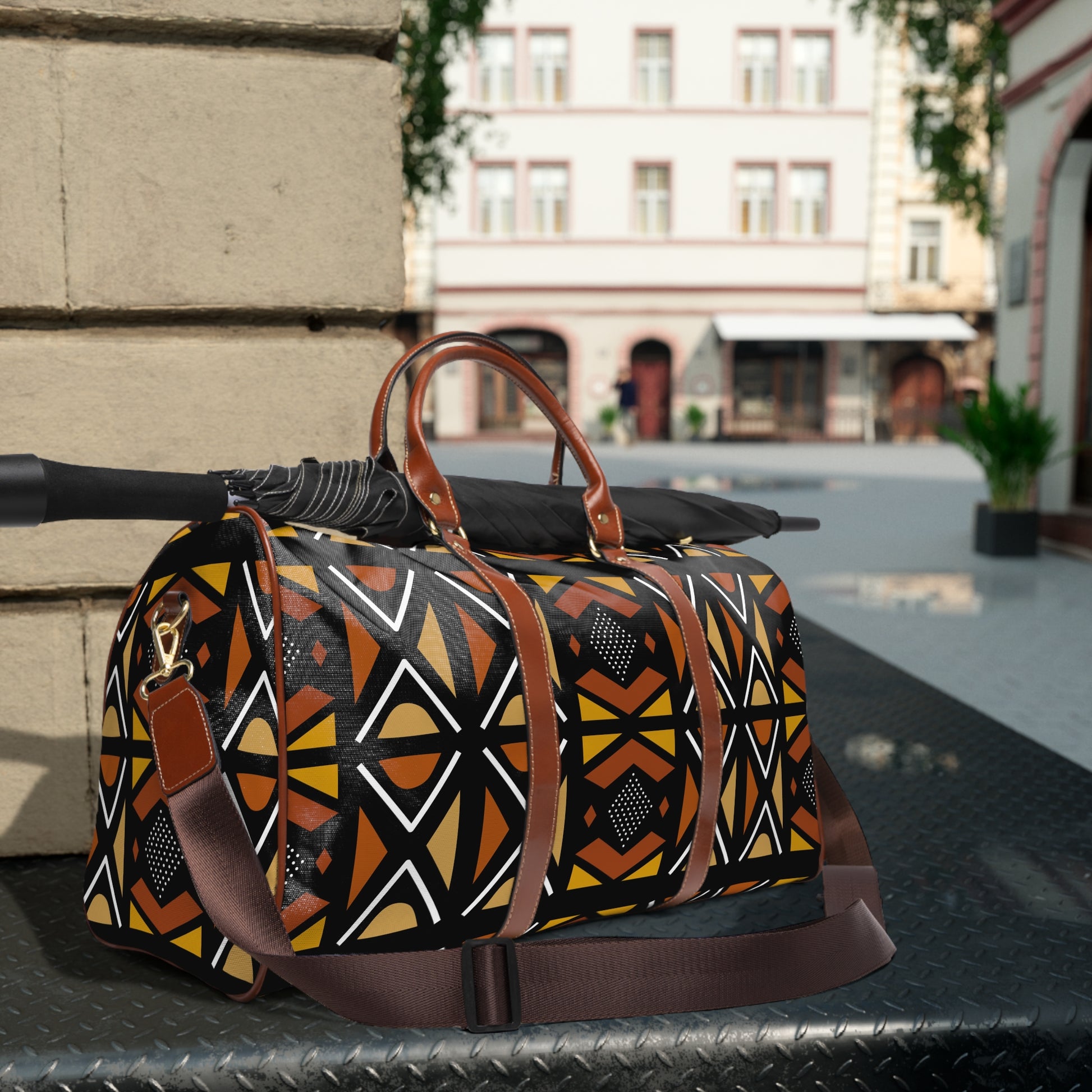 Mudcloth Inspired Waterproof Travel Bag