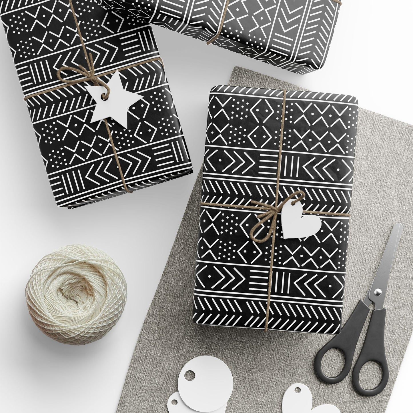 Black and White Mudcloth Wrapping Papers