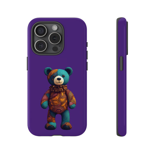 Purple and Blue Bear iPhone Tough Cases | Ankara Bear iPhone Case | Afrocentric iPhone Case