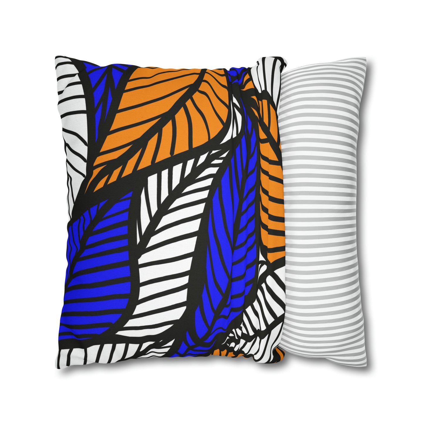 Blue Ankara Polyester Square Pillow Case | Afrocentric Pillow Case