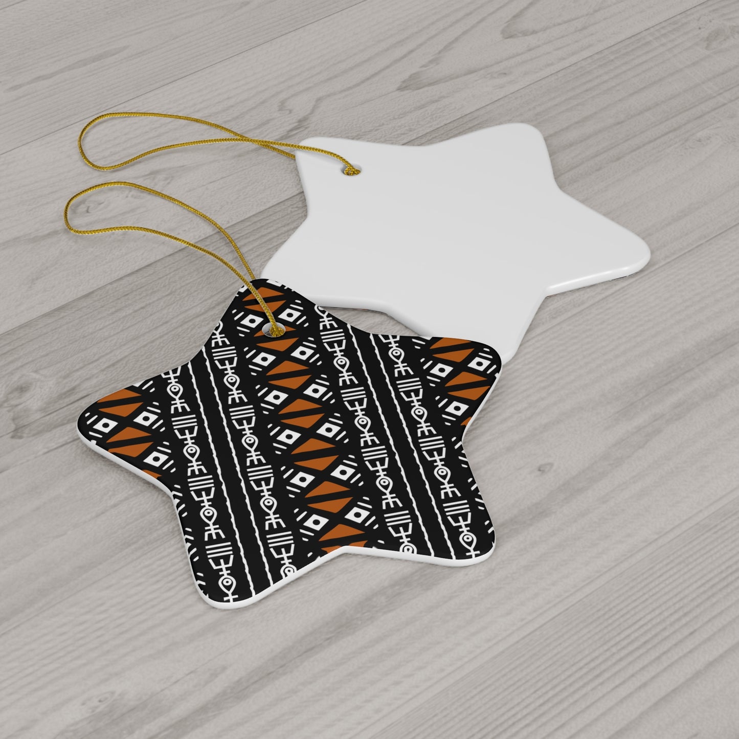 Mudcloth II Ceramic Ornament, 4 Shapes