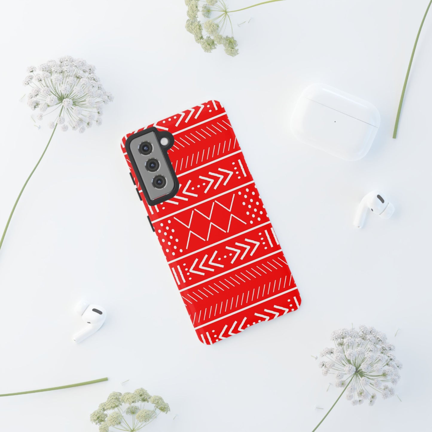 Red and White Mudcloth Samsung Tough Cases | African Samsung Case | Afrocentric Samsung Case | Mudcloth Samsung Case