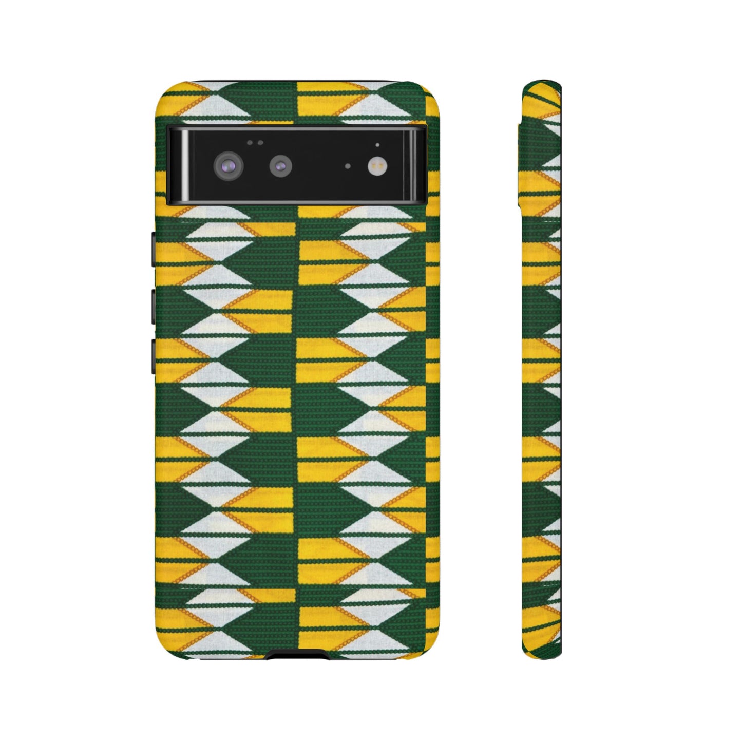 Green Gold White Ankara Google Pixel Tough Cases | African Google Pixel Case | Afrocentric Google Pixel Case