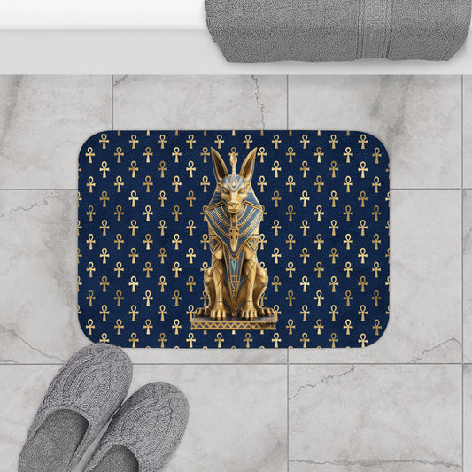Anubis Blue Egyptian Bath Mat