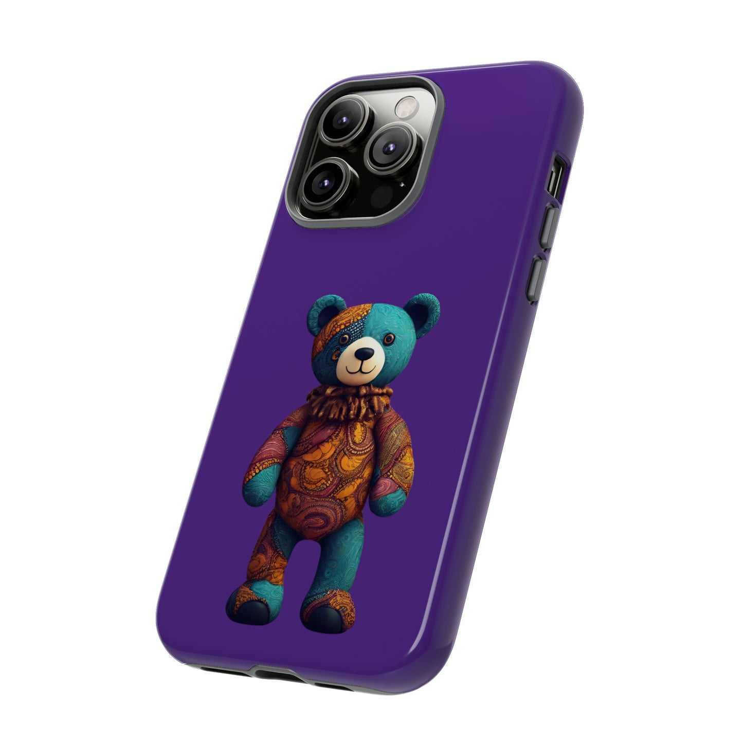 Purple and Blue Bear iPhone Tough Cases | Ankara Bear iPhone Case | Afrocentric iPhone Case