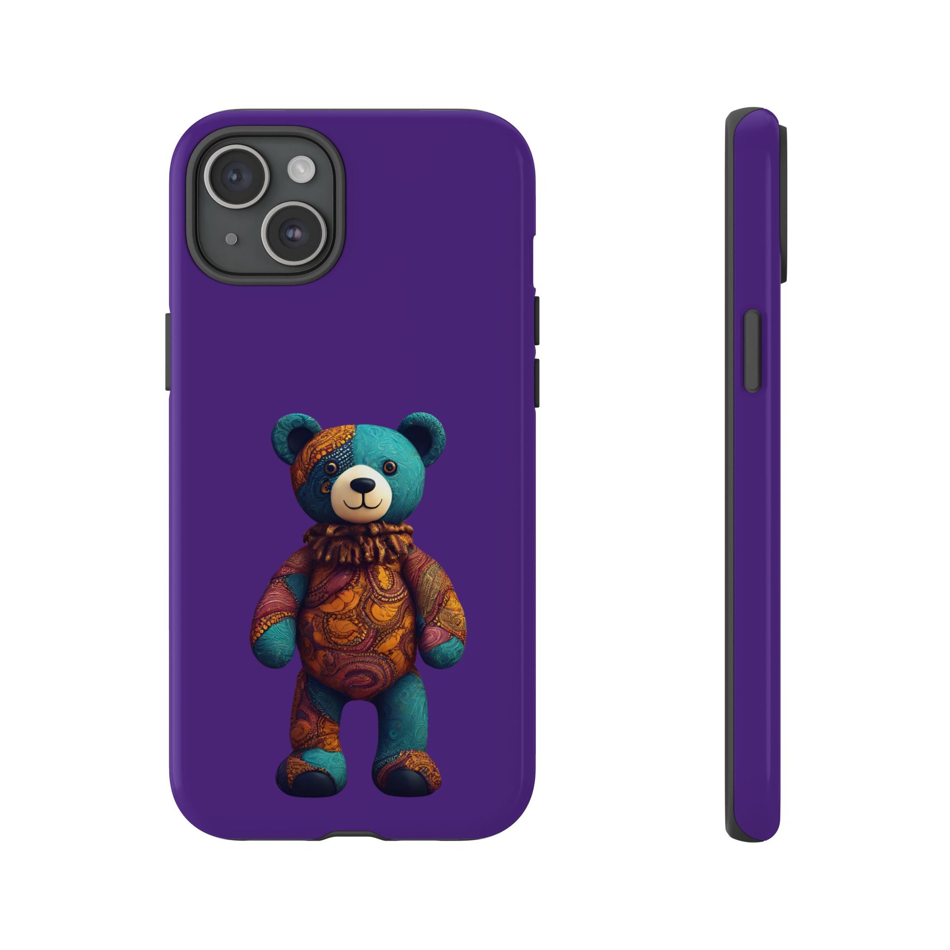 Purple and Blue Bear iPhone Tough Cases | Ankara Bear iPhone Case | Afrocentric iPhone Case