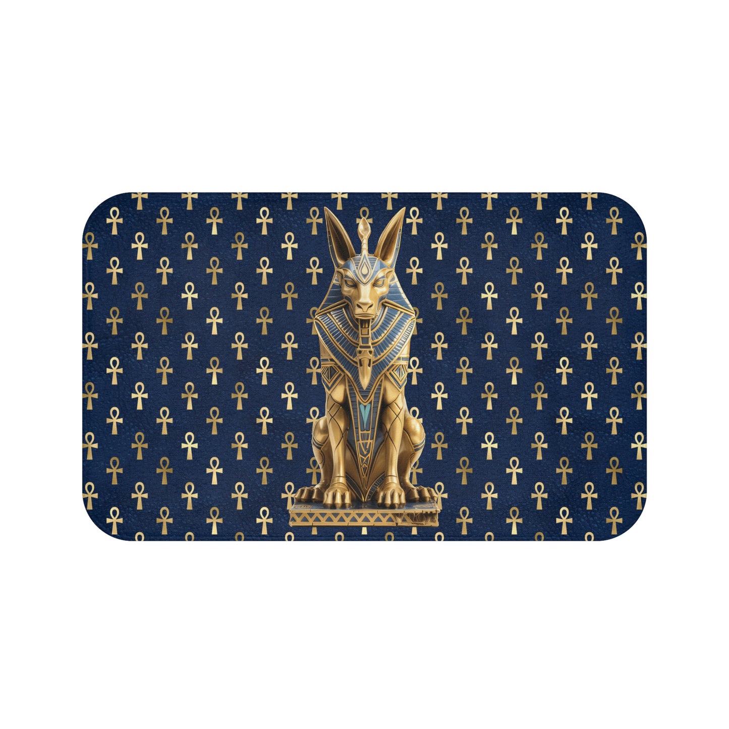 Anubis Blue Egyptian Bath Mat