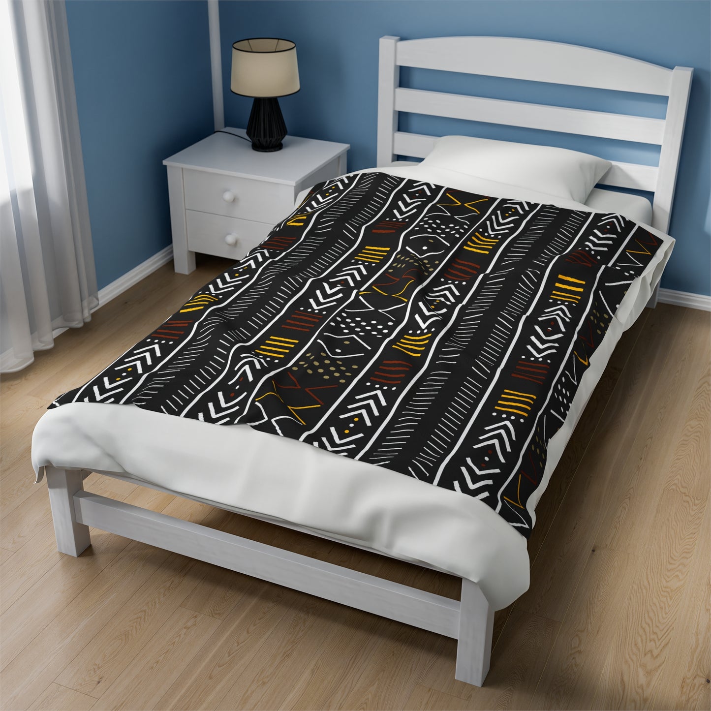 African Mudcloth Inspired Plush Blanket