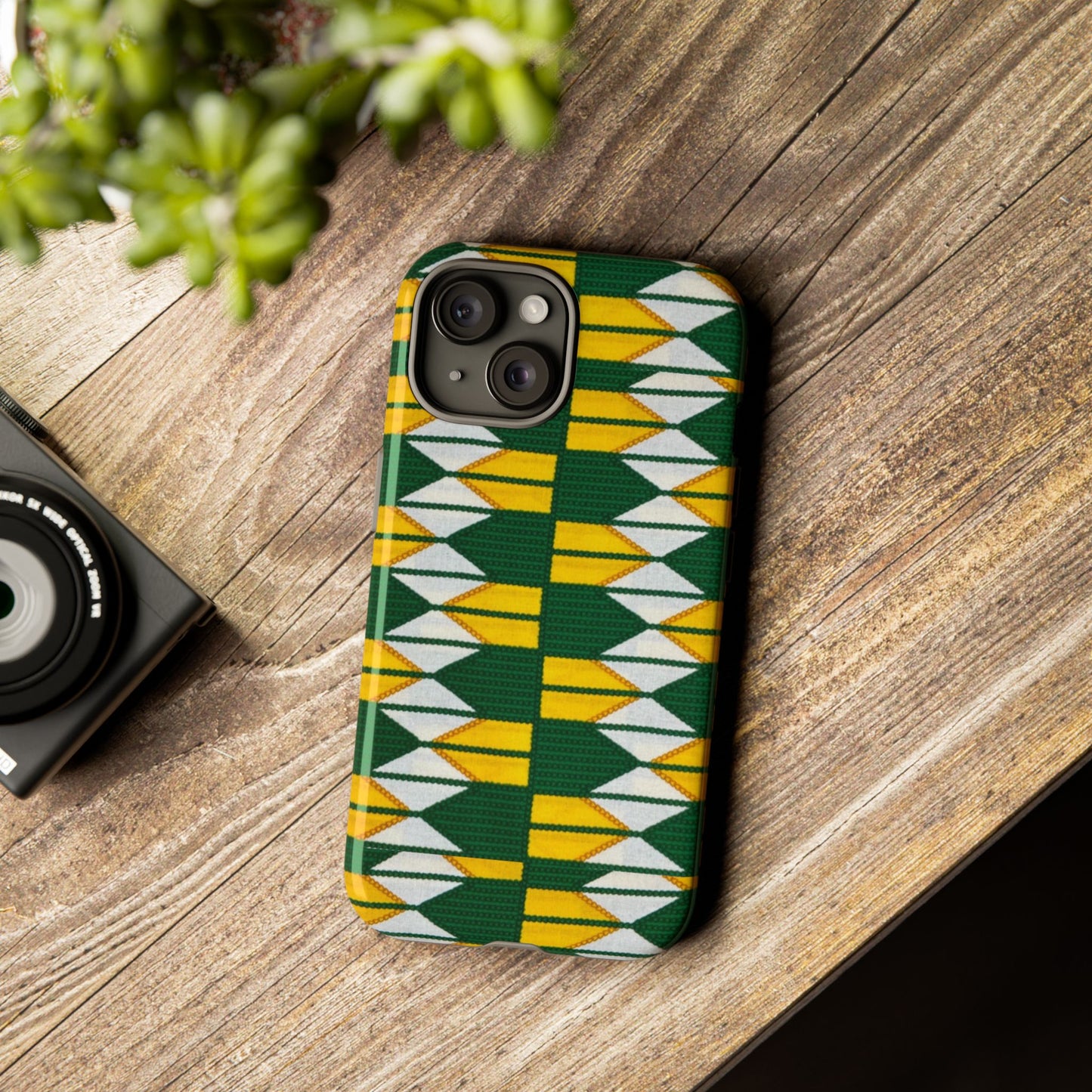 Green Yellow White iPhone Tough Cases | Ankara iPhone Case | Afrocentric iPhone Case