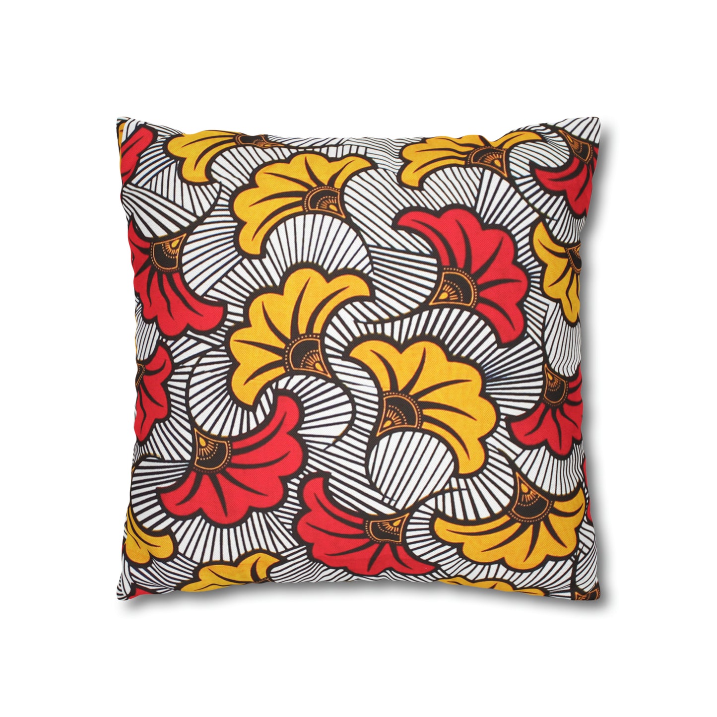 White and Orange Ankara Square Pillow Case | Afrocentric Pillow Case