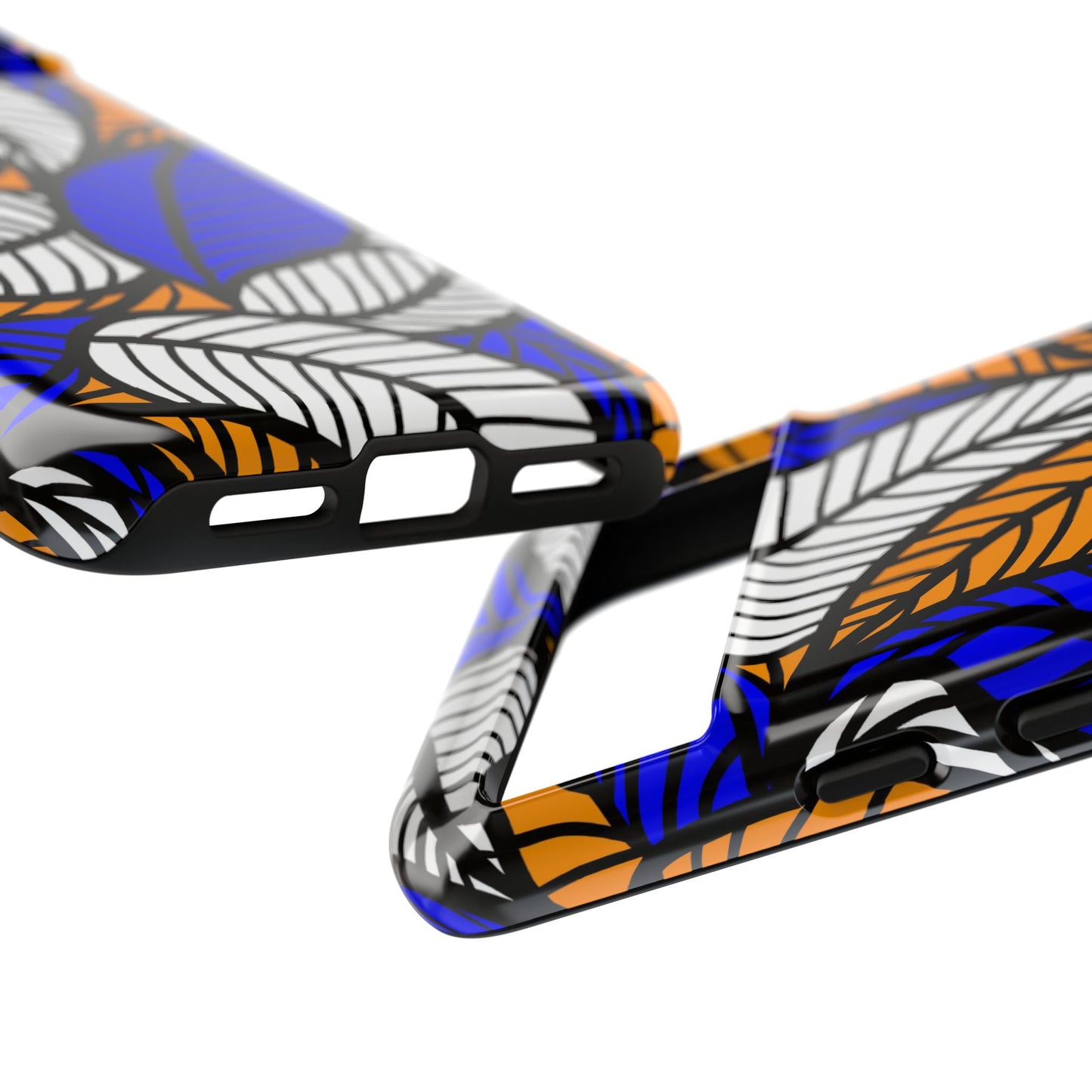 Blue Gold White  Leaf Ankara Google Pixel Tough Cases | African Google Pixel Case | Afrocentric Google Pixel Case