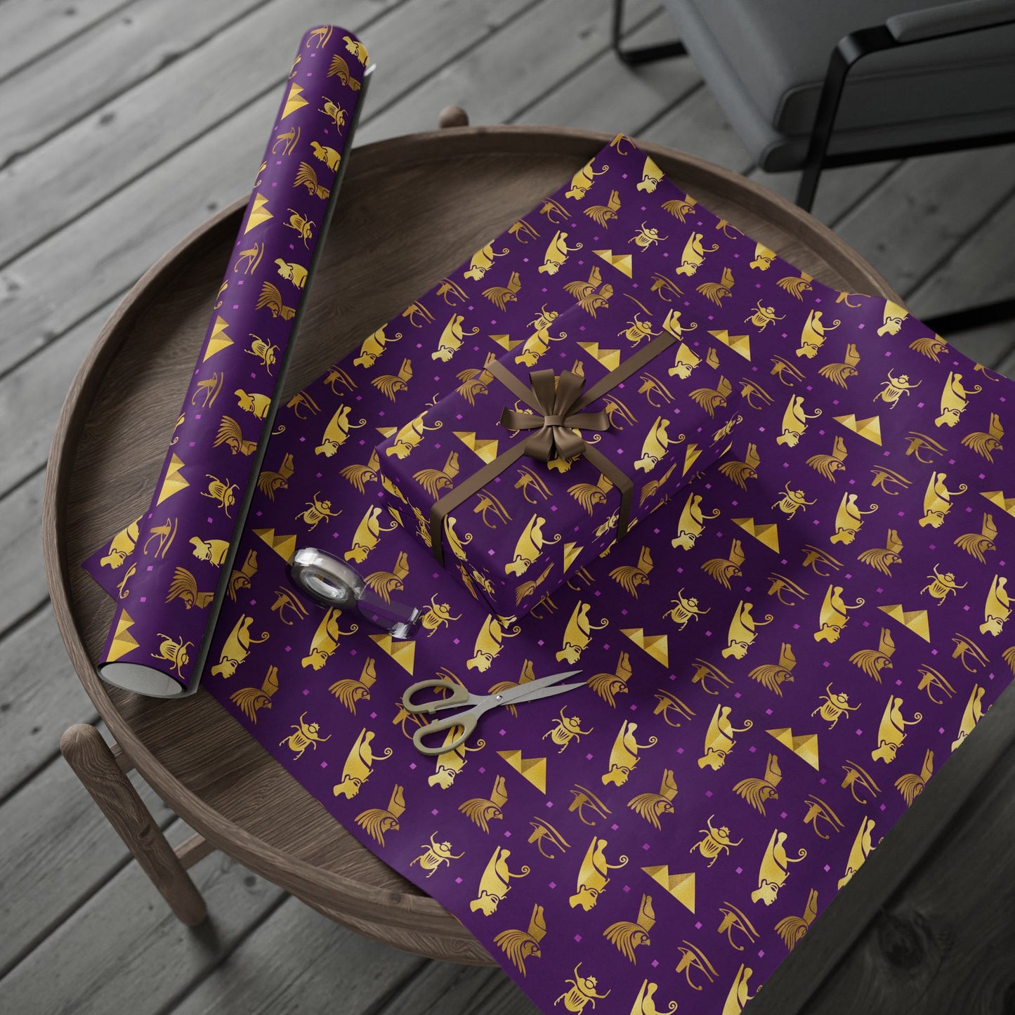 Purple and Gold Egyptian Wrapping Papers | African Wrapping Paper | Afrocentric Wrapping Paper | Ankh Craft Paper