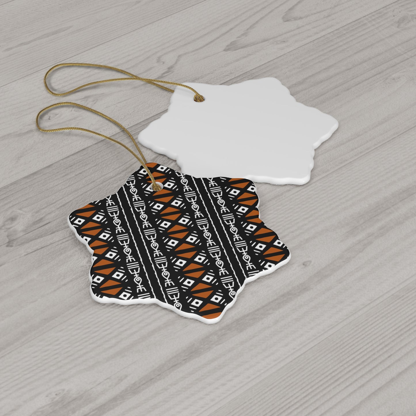 Mudcloth II Ceramic Ornament, 4 Shapes
