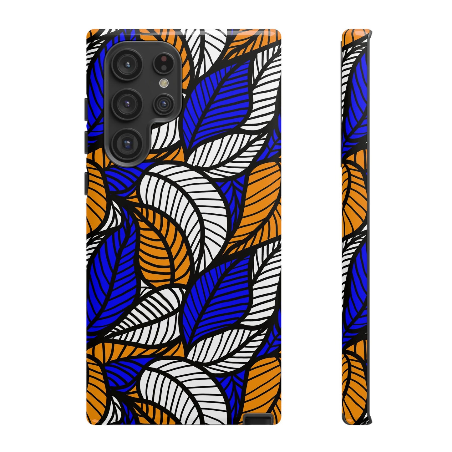 Blue and Gold Leaf Ankara Samsung Tough Cases | African Samsung Case | Afrocentric Samsung Case | Ankara Samsung Phone Case