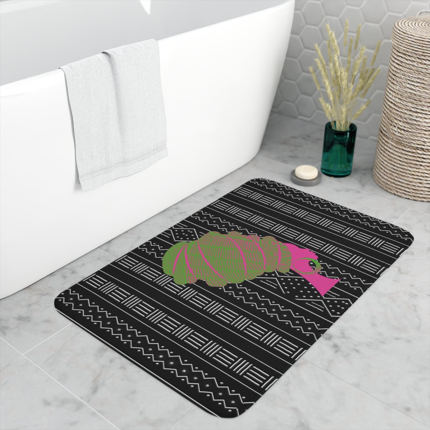 Pink/Green Queen Memory Foam Bath Mat