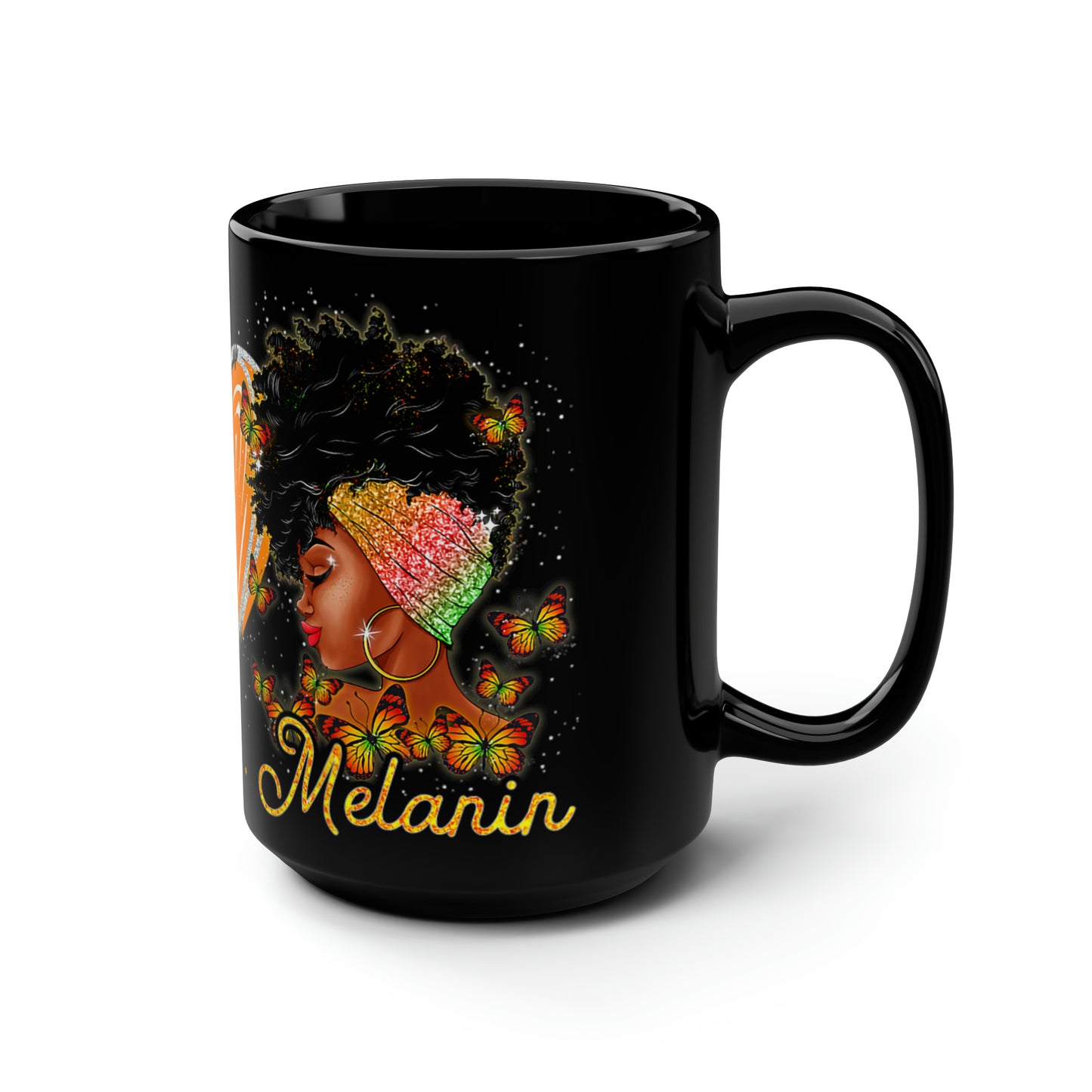 Peace, Love, Melanin Black Mug, 15oz