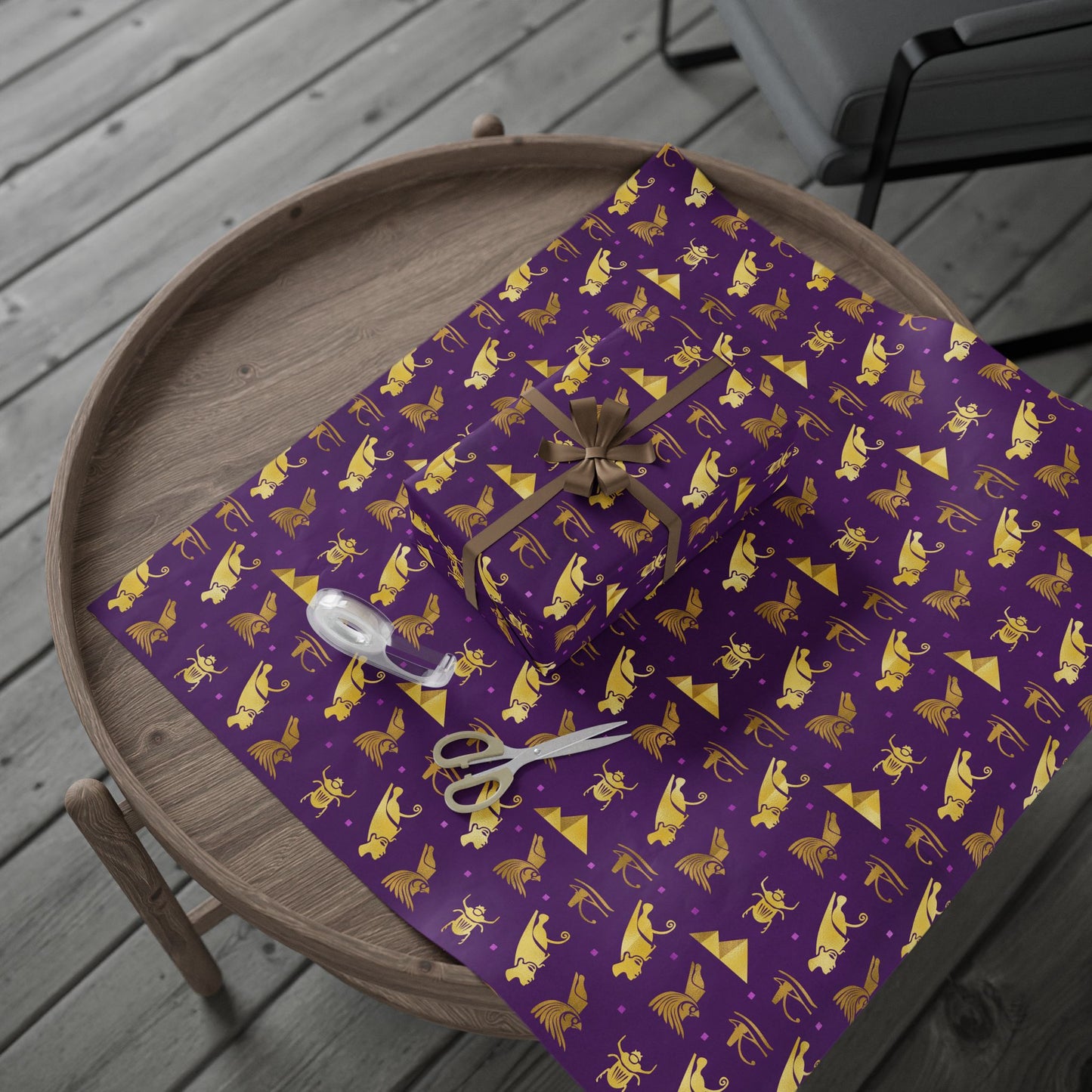 Purple and Gold Egyptian Wrapping Papers | African Wrapping Paper | Afrocentric Wrapping Paper | Ankh Craft Paper