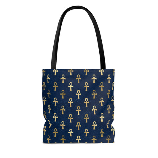 Blue & Gold Ankh Tote Bag
