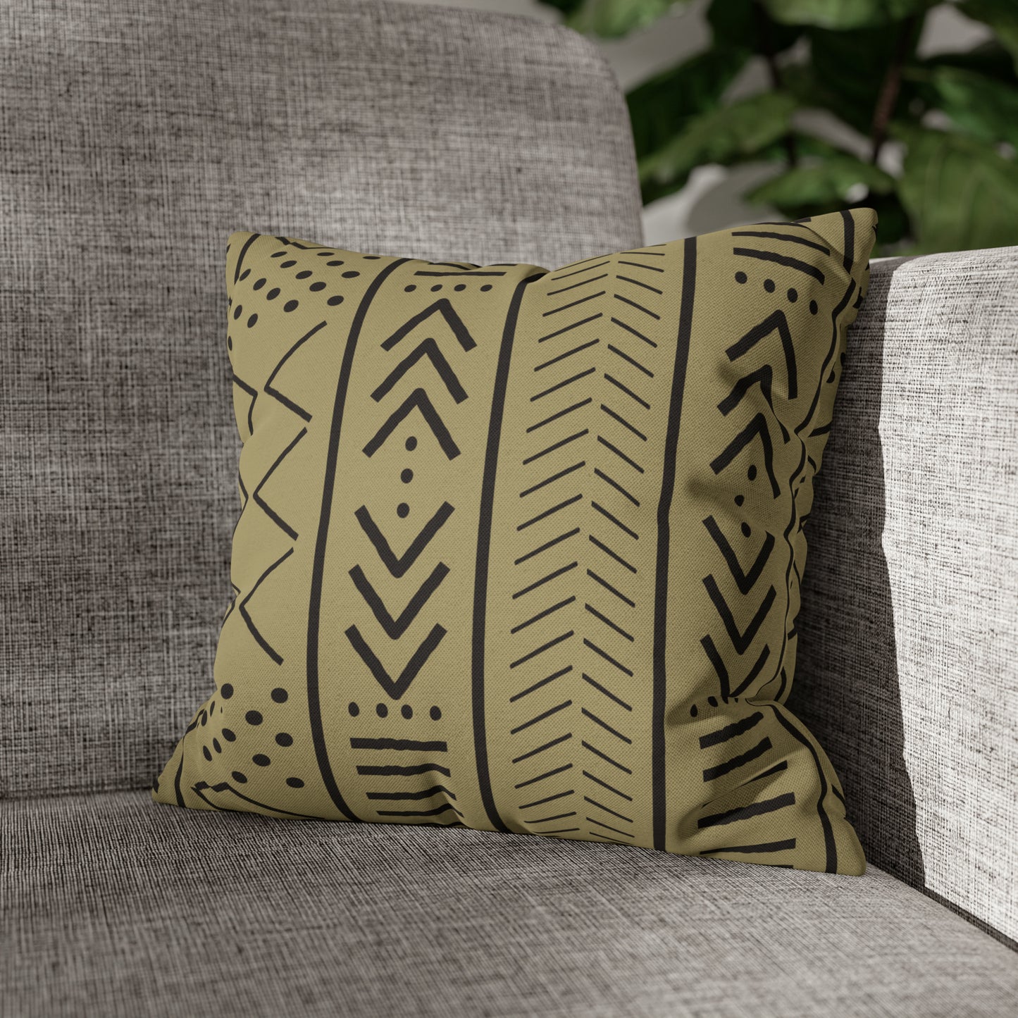 Biege Mudcloth Inspired Square Pillow Case | Afrocentric Pillow Case
