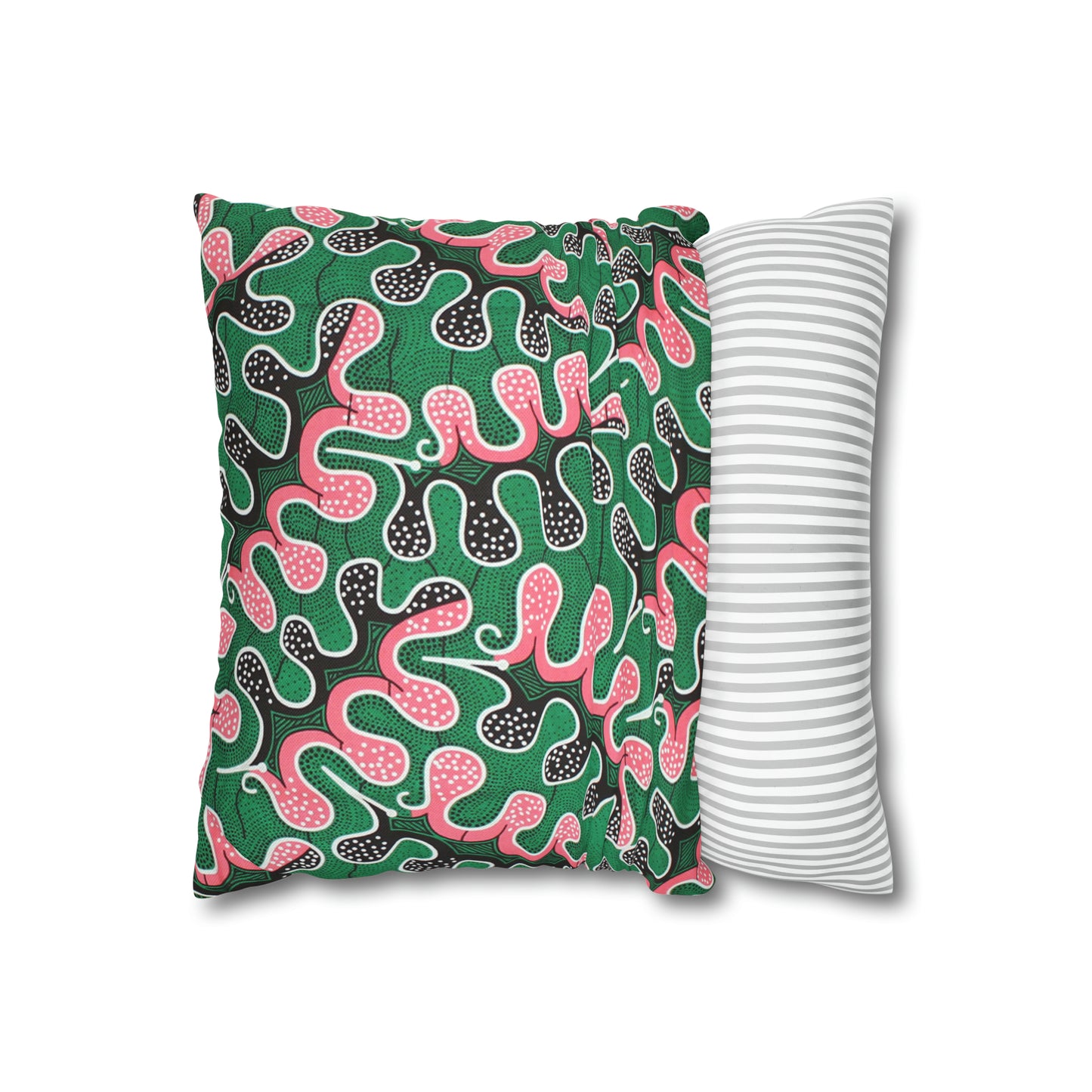 Pink and Green Ankara Square Pillow Case | Afrocentric Pillow Case