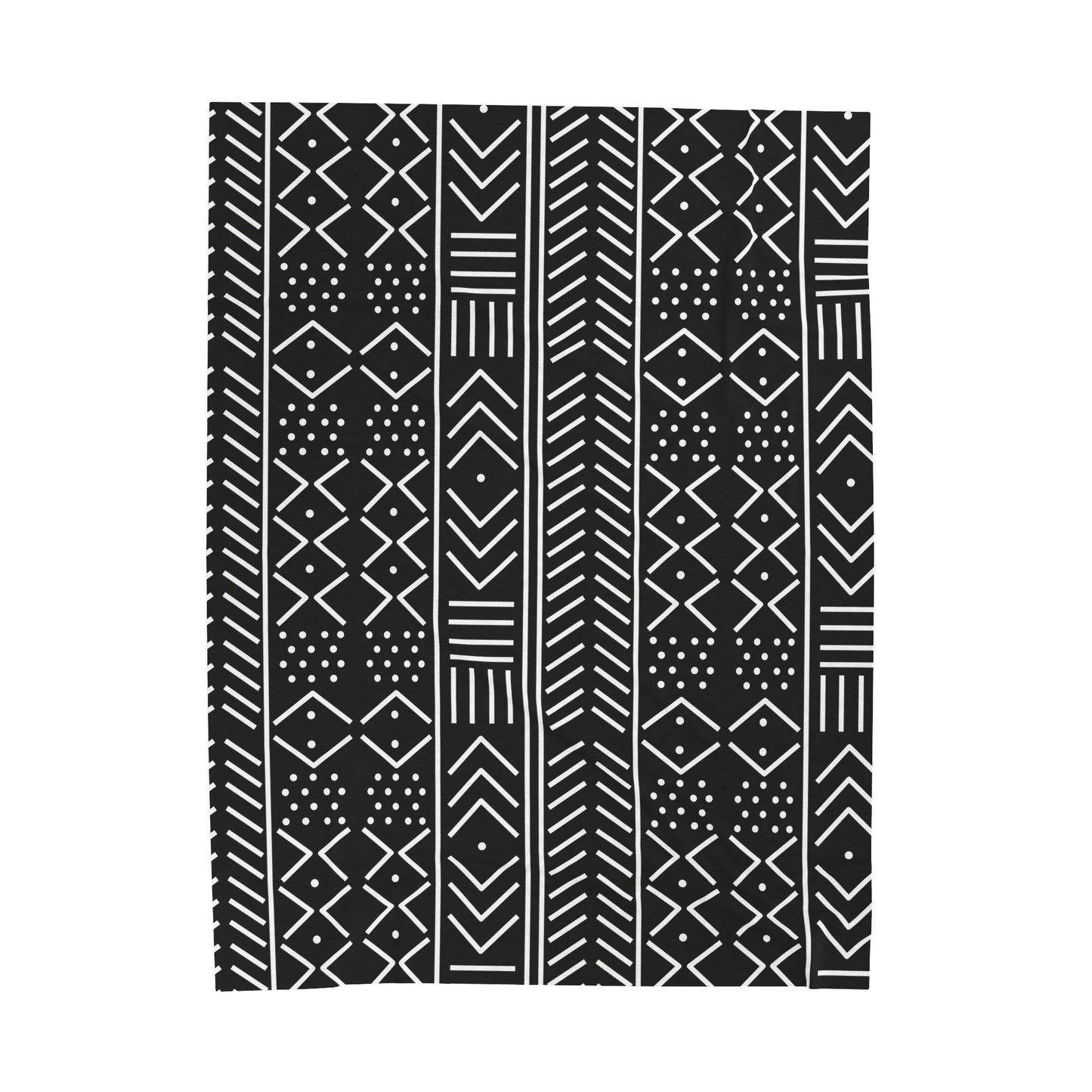 Black and White Mudcloth Inspired Plush Blanket