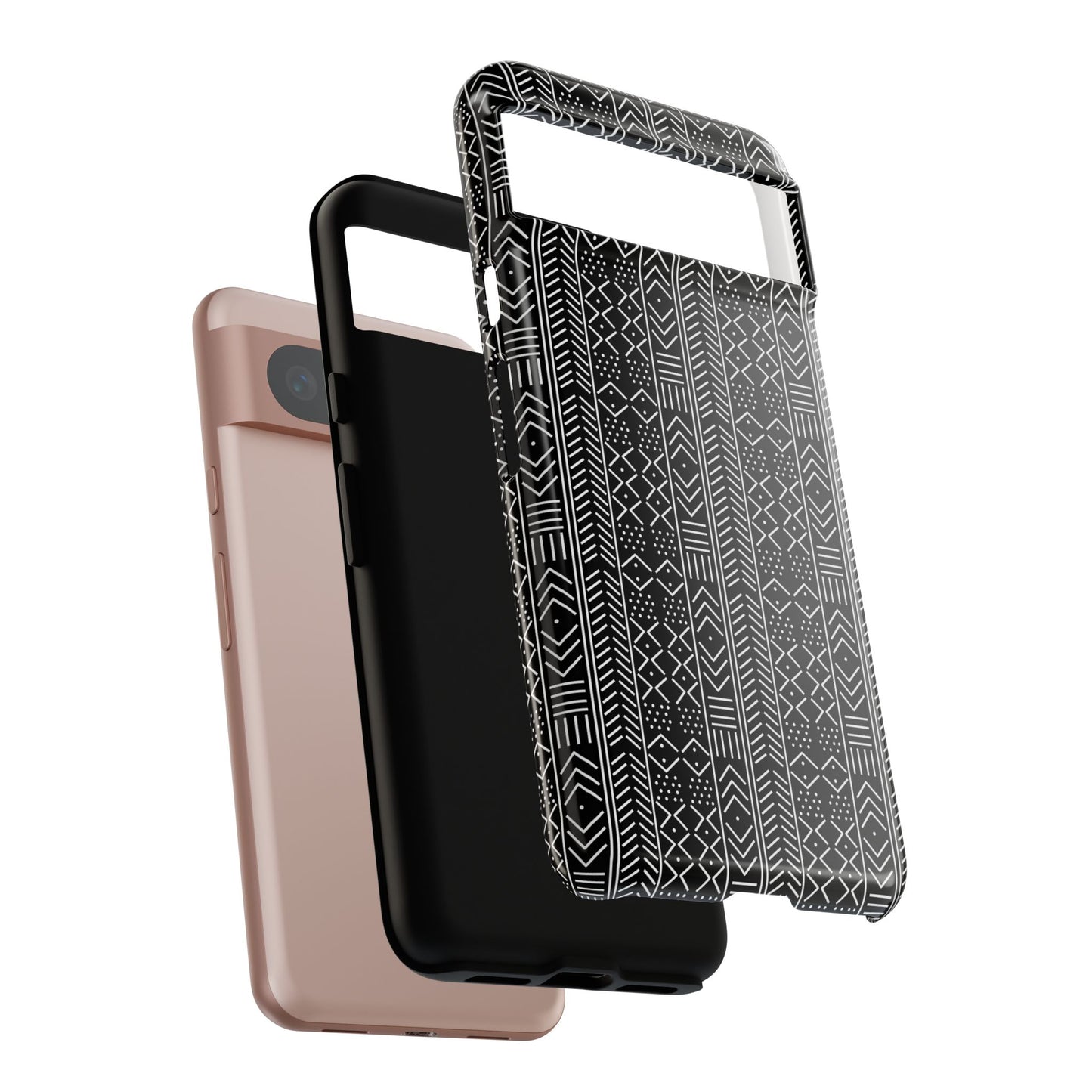 Black & White Mudcloth Google Pixel Tough Cases | African Google Pixel Case | Afrocentric Google Pixel Case