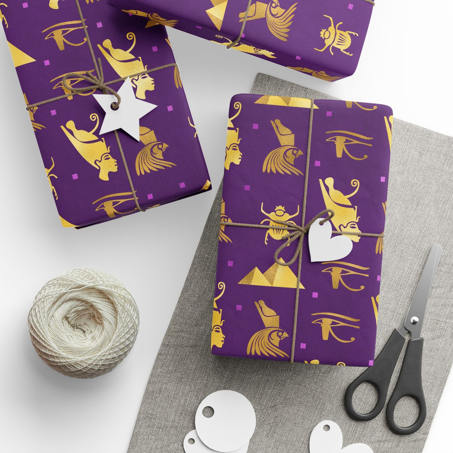 Purple and Gold Egyptian Wrapping Papers | African Wrapping Paper | Afrocentric Wrapping Paper | Ankh Craft Paper