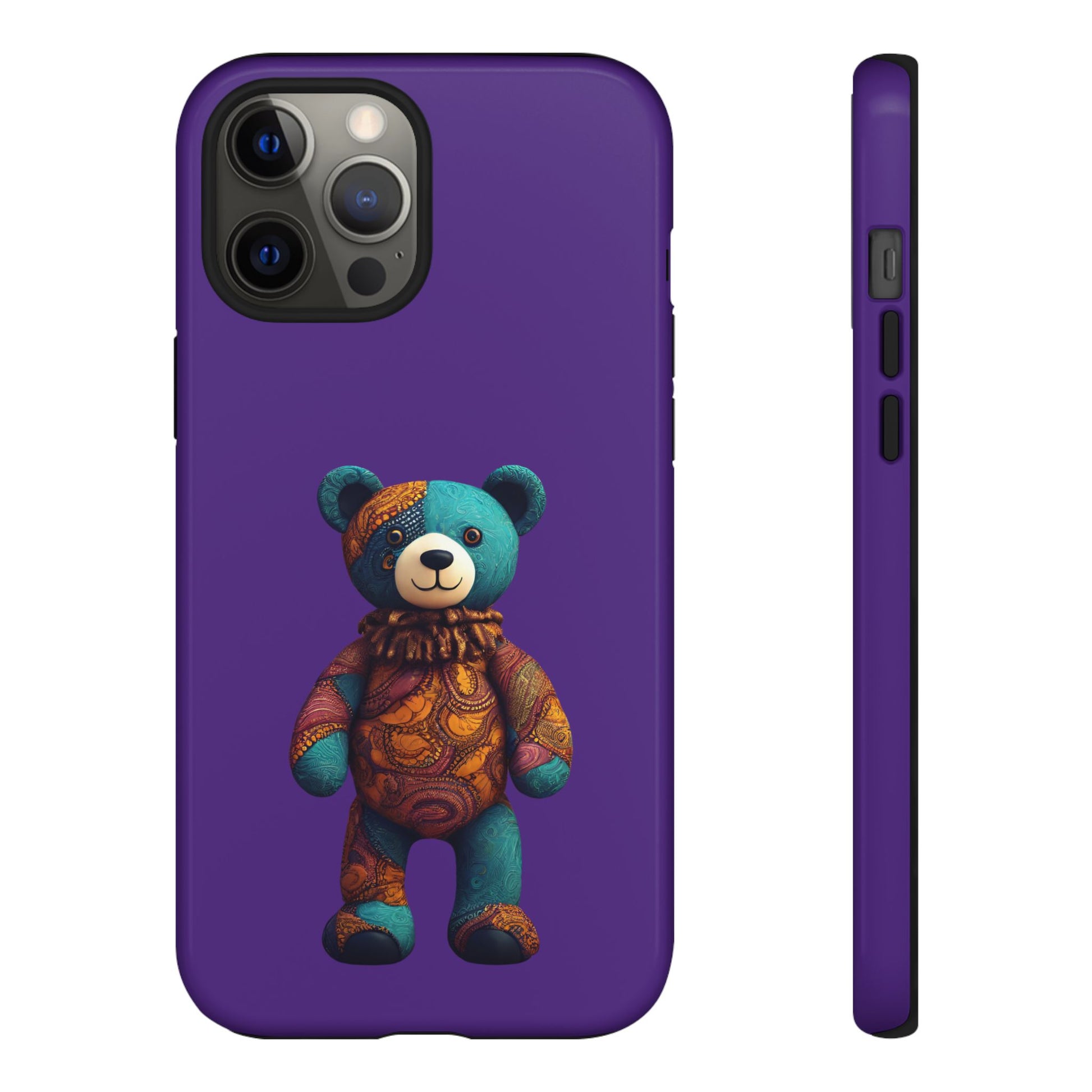 Purple and Blue Bear iPhone Tough Cases | Ankara Bear iPhone Case | Afrocentric iPhone Case